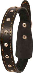Ошейник ГАММА кожаный 25 мм одинарный украшение