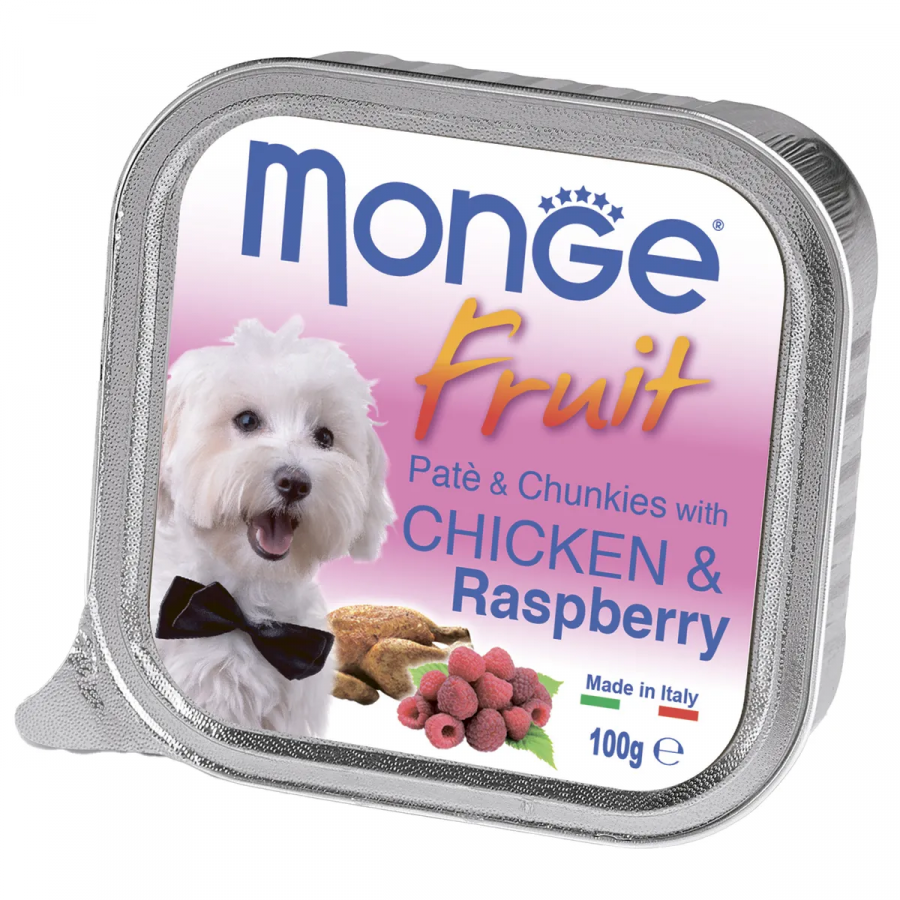 Влажный корм Monge Dog Fruit для собак с курицей и малиной, 100 г