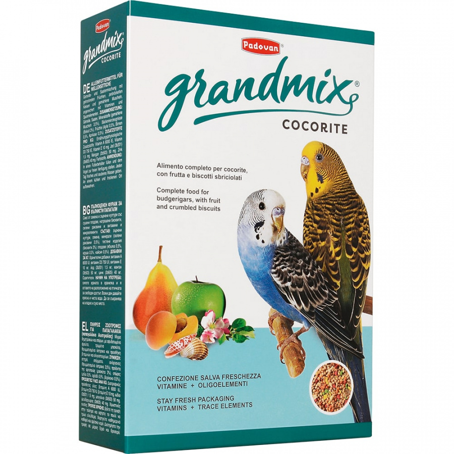 Корм для волнистых попугаев Padovan Grandmix Cocorite с фруктами, 1 кг