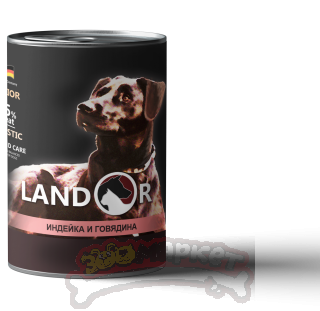 Консервы LANDOR для щенков всех пород, с индейкой и говядиной, 400 гр.