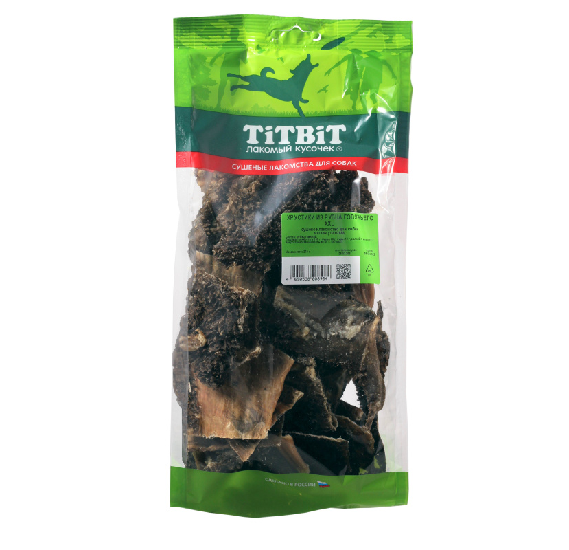 Лакомство для собак TiTBiT хрустики из рубца говяжьего XXL мягкая упаковка 270г