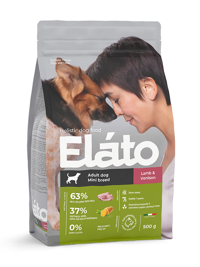 Корм сухой Elato Holistic для взрослых собак для взрослых собак мелких пород с ягненком и олениной 500 г