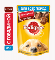 Влажный корм Pedigree для взрослых собак всех пород, с говядиной в соусе, 85 г