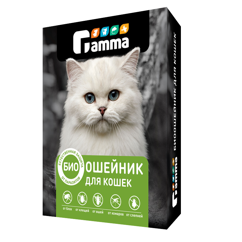 Gamma БИОошейник для кошек от блох, вшей, клещей, комаров 35 см