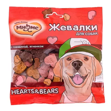 Лакомство для собак Мнямс Жевалки Heart & Bears с говядиной и ягненком, 150 г