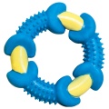 Игрушка YUGI для собак кольцо с шипами желто-голубое термопластичная резина 12см