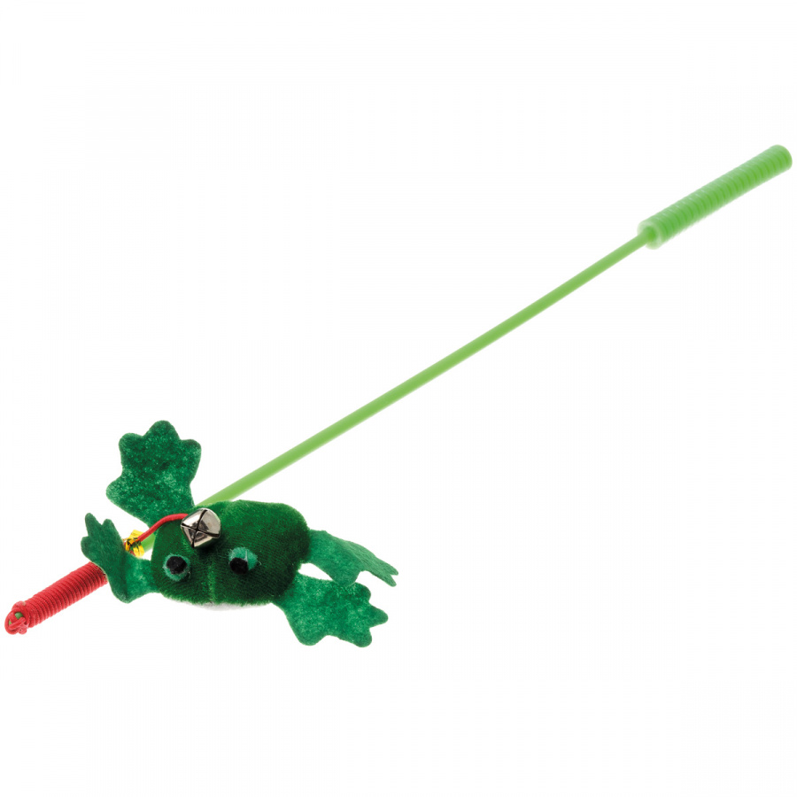 Игрушка для кошек ZooOne Дразнилка-удочка лягушка 37 см
