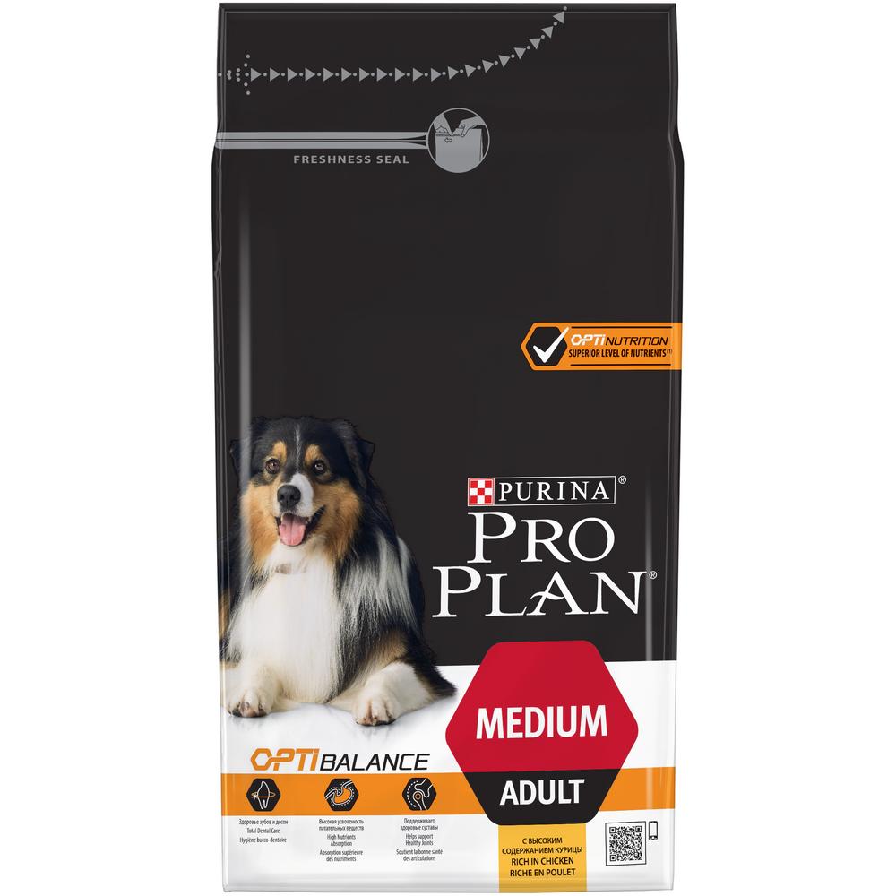 Сухой корм Pro Plan OptiBalance Medium Adult для взрослых собак средних пород, с курицей 1,5 кг