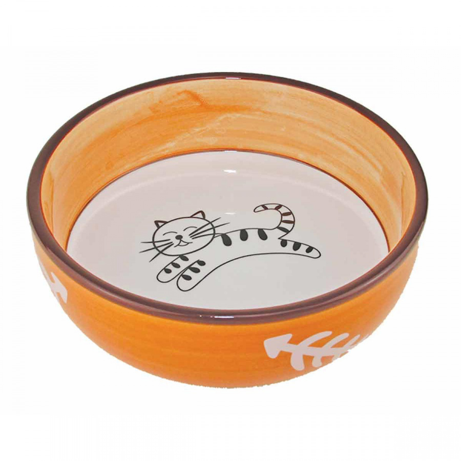 Миска для кошек керамическая "Довольный кот" 0,29л