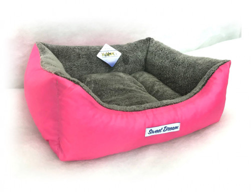 Лежак "СЛАДКИЙ СОН №2 " для кошек и собак, прямоугольный, розовый  60*49*16 см 