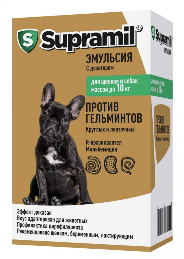 Supramil эмульсия против гельминтов для щенков и собак массой до 10 кг, 5 мл