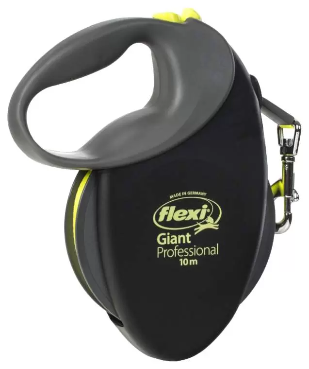 Поводок-рулетка для собак весом до 50 кг Flexi Giant Neon Professional L, черный, лента 10 м 