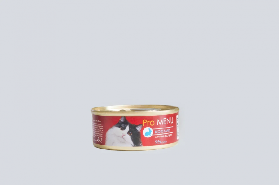Влажный корм PRO MENU для взрослых кошек, мясное ассорти с кроликом, 100 г.