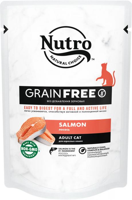 Влажный корм Nutro для взрослых кошек, с лососем 70 г