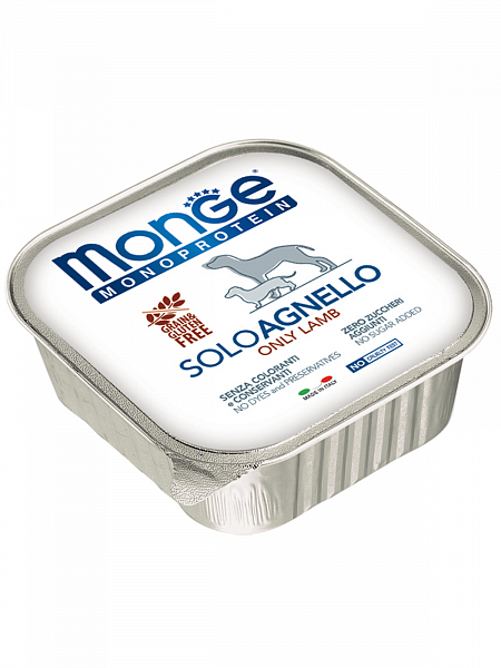 Влажный корм Monge Dog Monoproteico Solo для собак, паштет с ягненком 150 г Влажный корм Monge Dog Monoproteico Solo для собак, паштет с ягненком 150 г