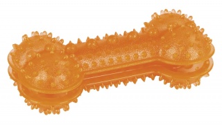 Игрушка для собак Косточка с лакомствами, резиновая, оранжевый, 18х8х6 см