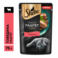 Влажный корм для кошек SHEBA Нежный паштет в желе, с говядиной, 75г