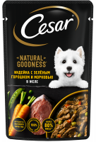 Влажный корм Cesar Natural Goodness для собак, с индейкой, горохом и морковью в желе, 80г