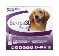Вектра 3D капли на холку для собак 25-40кг инсектоакарицидные, 1 пипетка 4,7 мл
