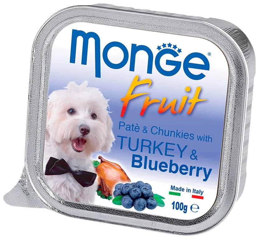 Влажный корм Monge Dog Fruit для собак с индейкой и черникой, 100 г Влажный корм Monge Dog Fruit для собак с индейкой и черникой, 100 г