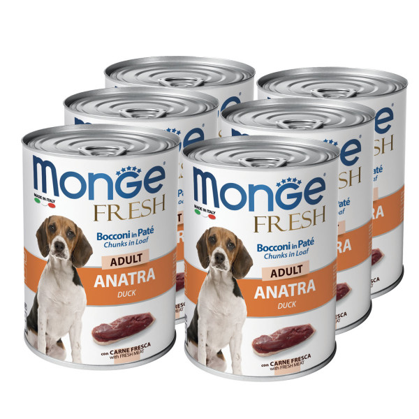 Влажный корм для собак Monge Dog Fresh Chunks in Loaf  мясной рулет из утки, 400 г