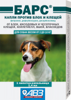 Капли БАРС ФИП для собак от блох и клещей от 2-10 кг, 1 пипетка