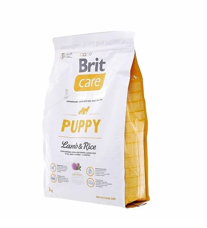 Корм сухой Brit Care Puppy Lamb & Rice для щенков и молодых собак всех пород,  с ягненком и рисом, 3 кг