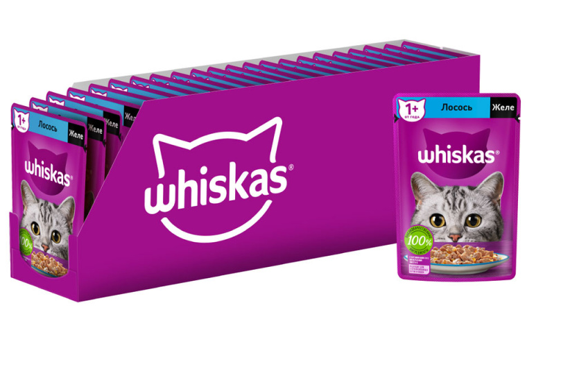 Влажный корм Whiskas для кошек, желе с лососем, 75 г