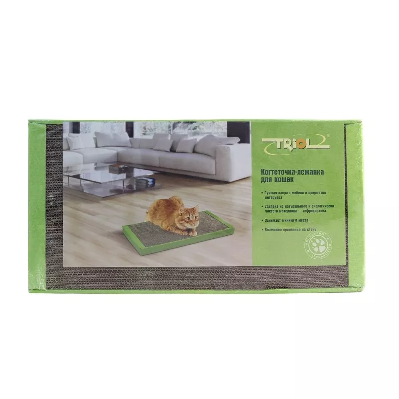 Лежанка-когтеточка  TRIOL для кошек, из гофрокартона, размер 56х30х3,5см