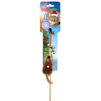 Игрушка для кошек GoSi Новогодний подарок, Махалка Мышка на веревке 50 см