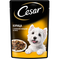 Влажный корм Cesar для взрослых собак, с курицей и овощами в соусе 85 г