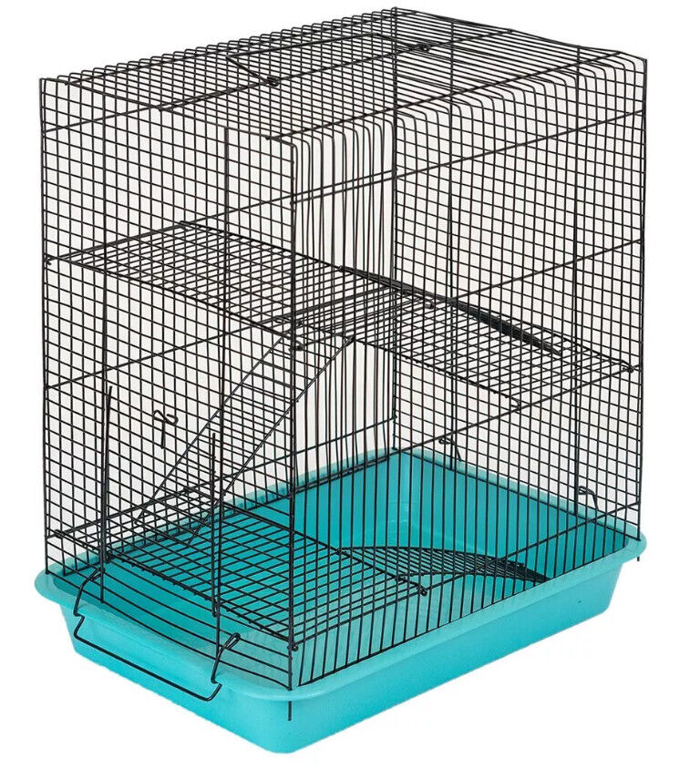 Клетка для грызунов трехэтажная Homepet №3 цвет бирюзовый, 33x24x38 см