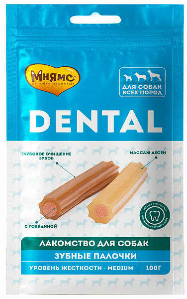 Лакомство для собак  Мнямс DENTAL Зубные палочки с говядиной, 100г