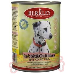 Корм BERKLEY консервы для собак с кроликом и овсянкой 400г
