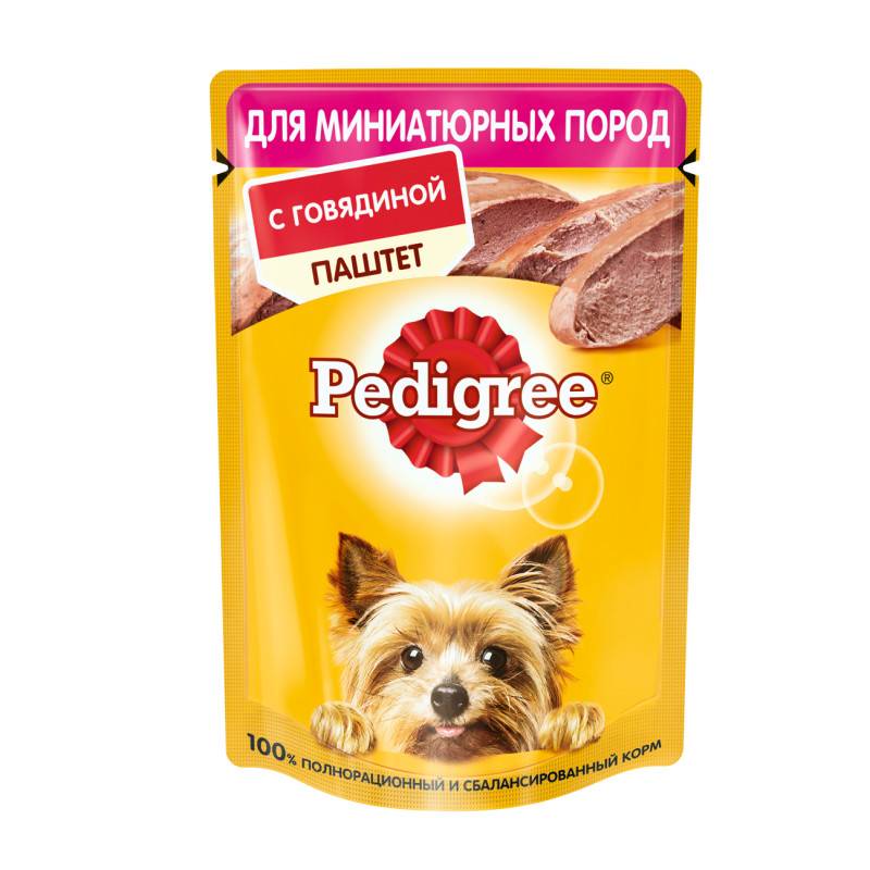 Влажный корм Pedigree для взрослых собак миниатюрных пород, паштет с говядиной, 80 г