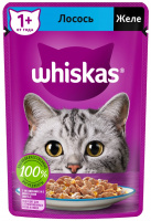 Влажный корм Whiskas для взрослых кошек, с лососем в желе, 85 г