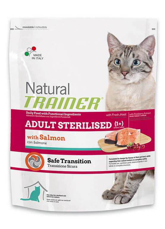 Сухой корм Trainer Natural Sterilised для взрослых стерилизованных кошек с лососем, 300 гр.