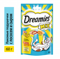 Лакомство для взрослых кошек Dreamies MIX с лососем и сыром, 60 г