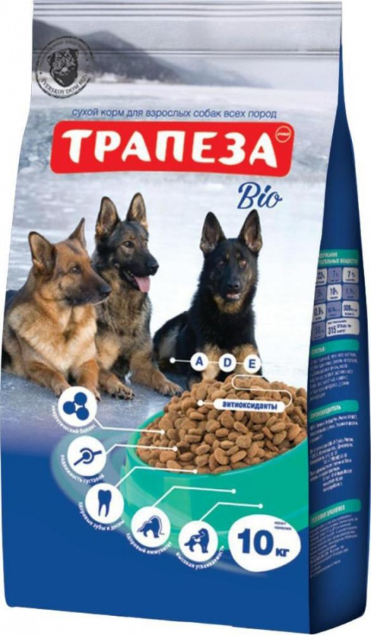 Корм сухой Трапеза Bio для взрослых собак с нормальной физической активностью, 10 кг