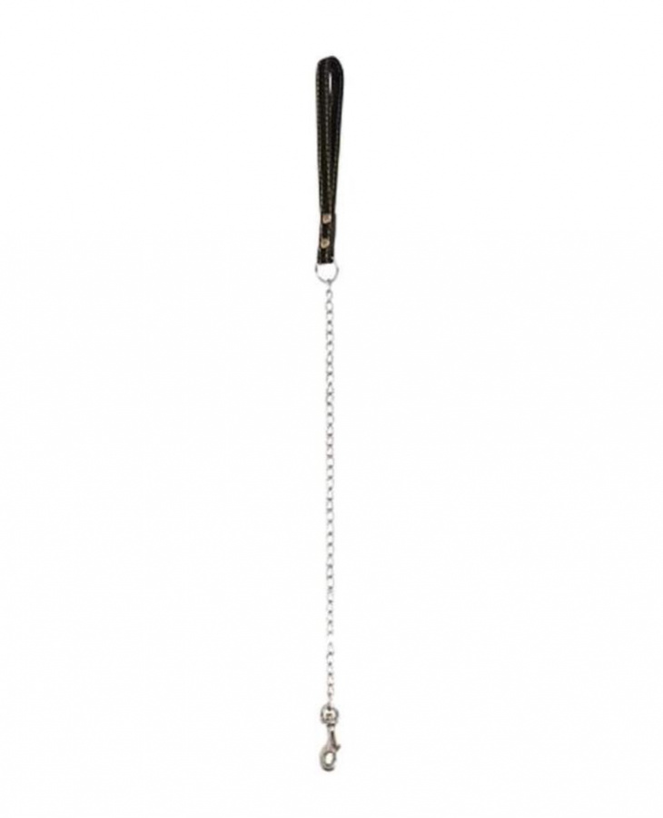 Поводок-цепь для собак Triol с кожаной ручкой, 3 мм х 110 см