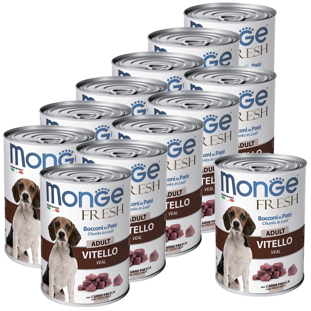  Monge Dog Fresh Chunks in Loaf консервы для собак мясной рулет телятина 400г