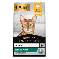 Сухой корм для кошек PRO PLAN RENAL PLUS для поддержания здоровья почек, с курицей 1,5 кг
