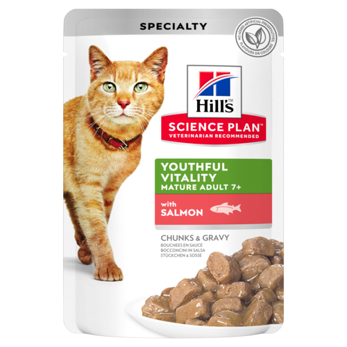 Влажный корм для кошек старше 7 лет Hills Youthful Vitality с лососем в соусе, 85 г