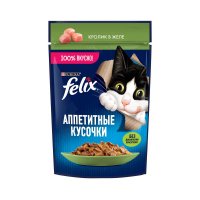 Влажный корм для взрослых кошек Felix Аппетитные кусочки с кроликом в желе 75 г