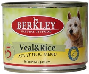 Корм BERKLEY для собак консервы с телятиной и рисом  200г