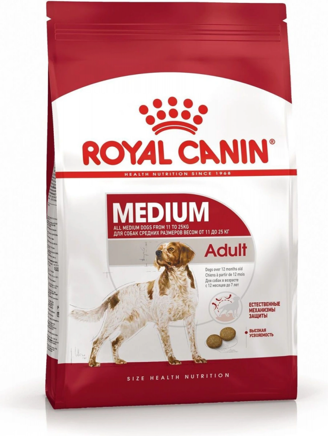 Корм сухой Royal Canin MEDIUM Adult для взрослых собак средних пород (весом от 11 до 25 кг), 3 кг