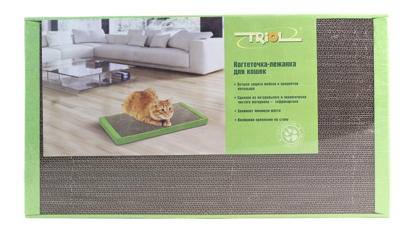 Когтеточка-лежанка TRIOL Стандарт для кошек, из гофрокартона, 50x24x3,5см