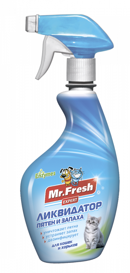 Спрей Ликвидатор пятен и запаха Mr.Fresh Expert 3в1 для кошек и хорьков, 500 мл