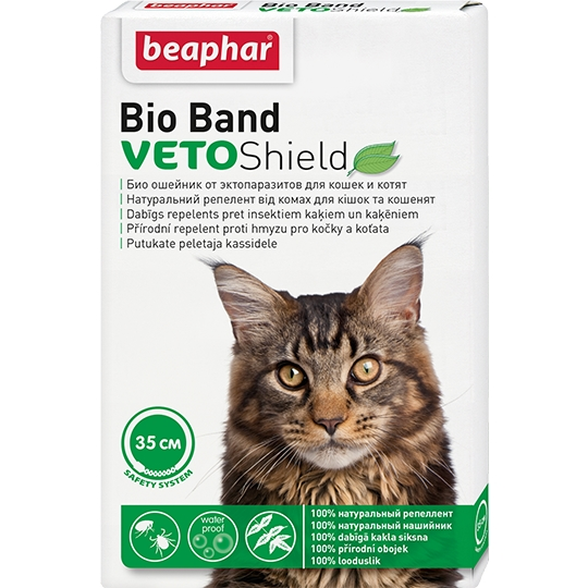 Био Ошейник для кошек и котят от эктопаразитов в Beaphar VETO зеленый, 35 см