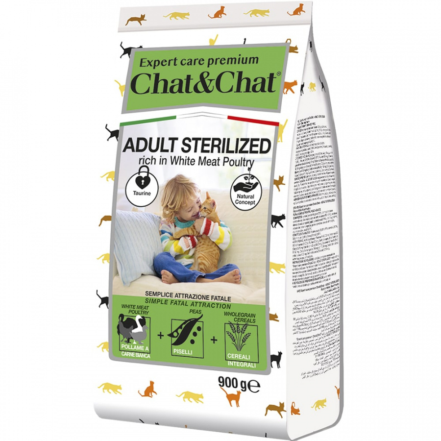Сухой корм для стерилизованных кошек Chat&Chat Expert Premium с белым мясом птицы 900 г